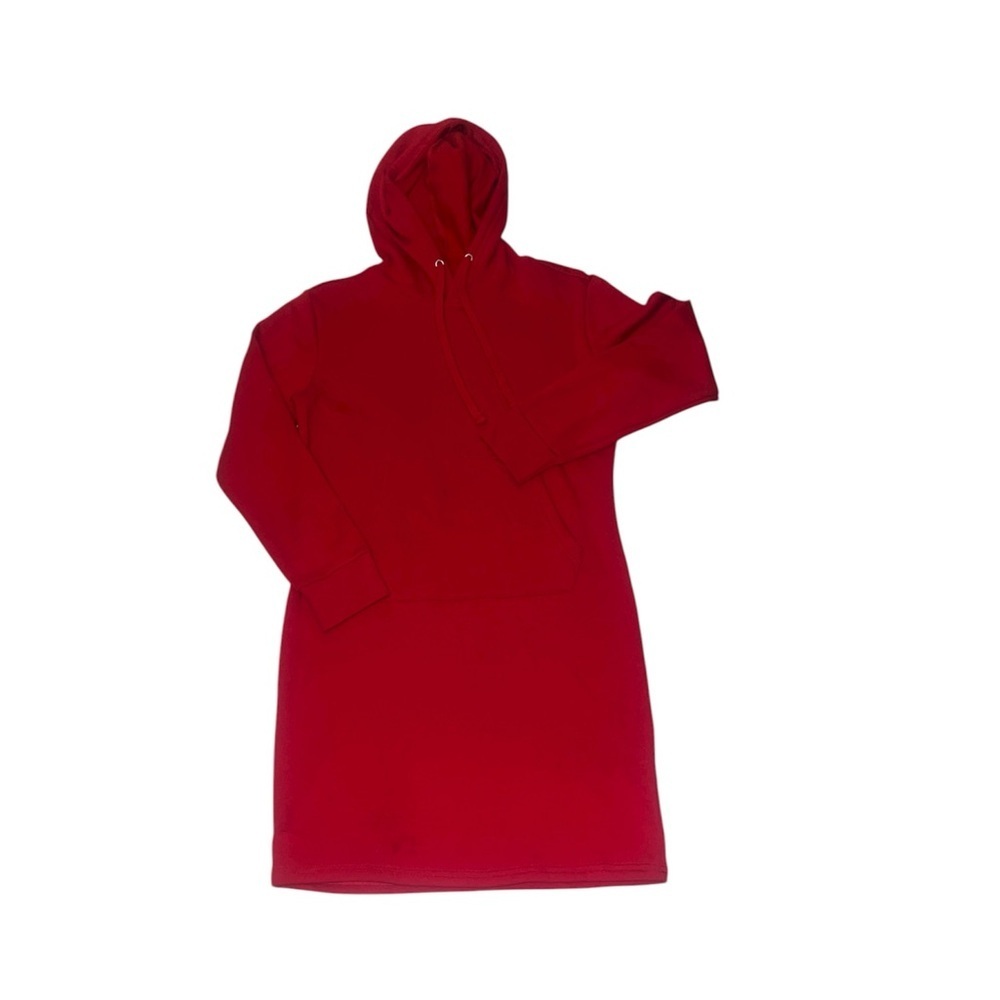 Rosie Red Hooded Sweatshirt Dress. (M)